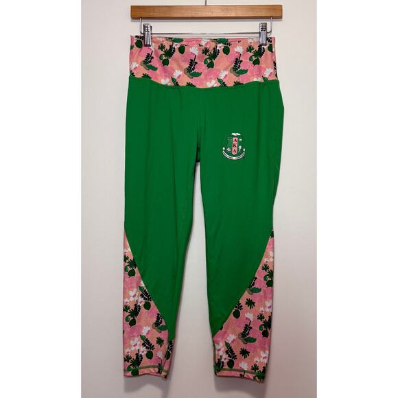 Ivy Storehouse Sorority Green and Pink Workout Leggings - Size Medium - Picture 2 of 3